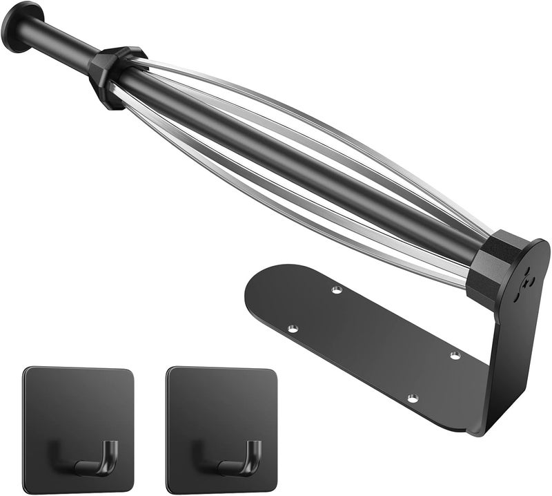 Winproper Paper Towel Holder Under Cabinet, Single Hand Operable Wall Mount with Damping Effect, Self-Adhesive or Drilled Paper Roll Holders for Kitchen, Bathroom, RV(2 Towel Robe Hooks) - Image 1